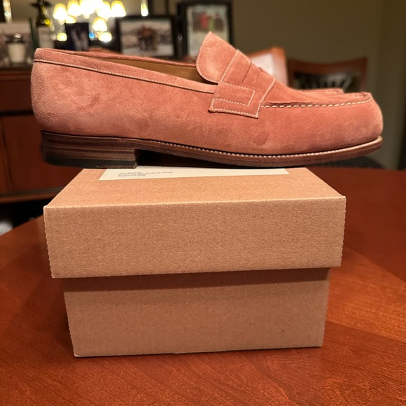 J.M. Weston - 180 Moccasin Suede Penny Loafers - Picture 6 of 9
